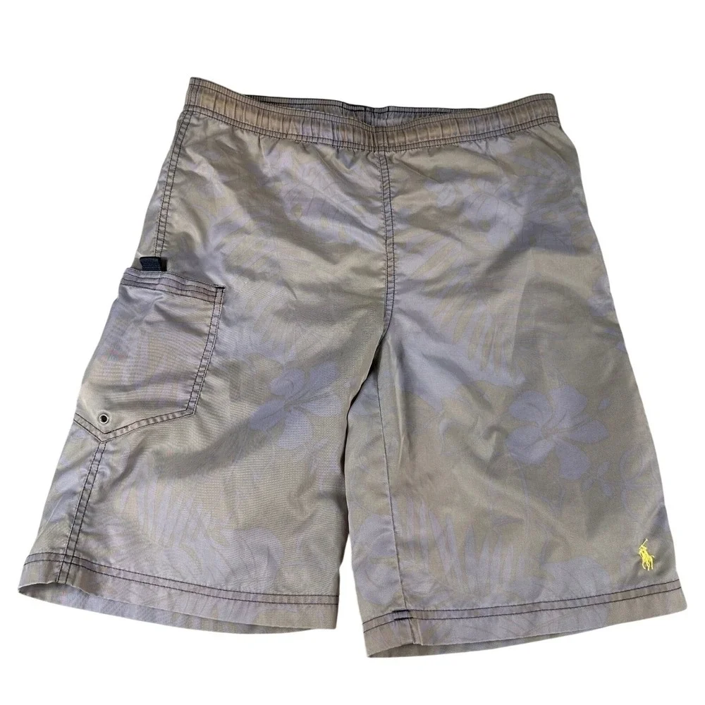 Vtg Polo Ralph Lauren‎ Swim Trunks Men M Tan Cargo Yellow Pony Boardshorts